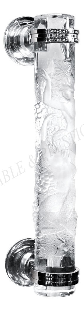 Fauns door double handle, Clear crystal and Chrome - Lalique